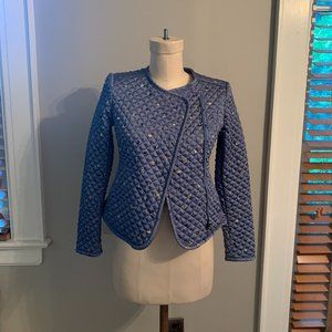 Max Mara Weekend Ditsy Printed Quilted Moto Jacket